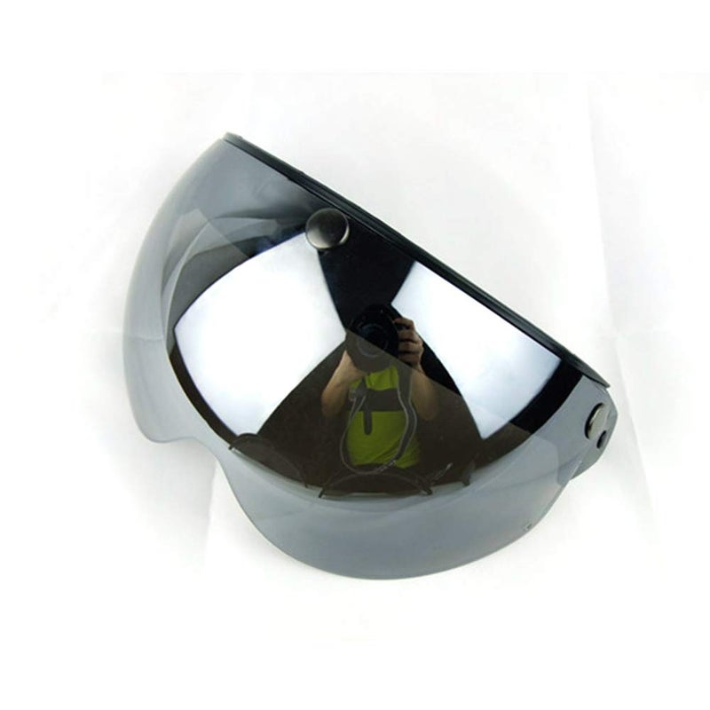 WANCAR Universal Motorcycle Retro Pilot-Style Standard 3 Snap-Button Visor Flip Up Down Open Face Helmet Wind Shield(Mirrored) - Image 2